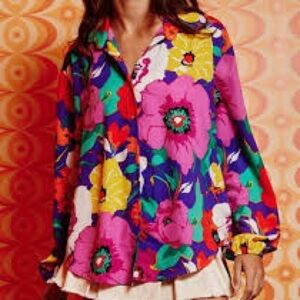 NWT BUCKETLIST Colorful Floral Button Down Shirt